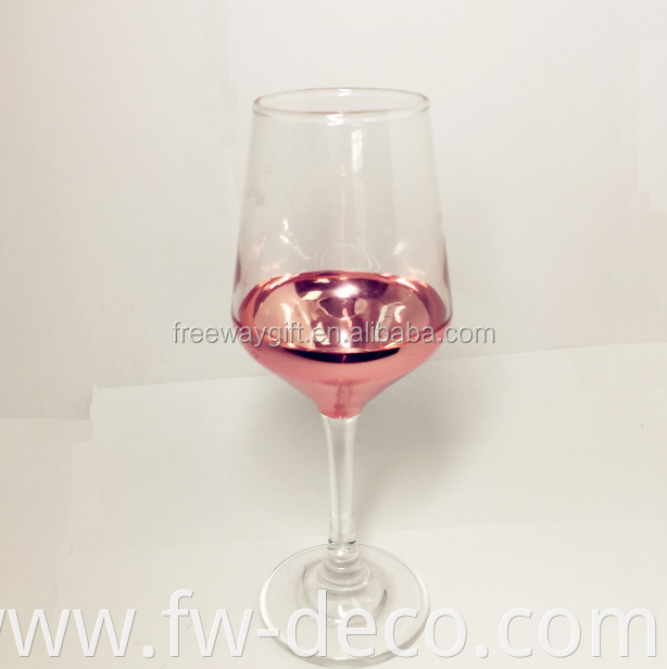 Custom crystal clear rose gold colored electroplated wine glass goblet